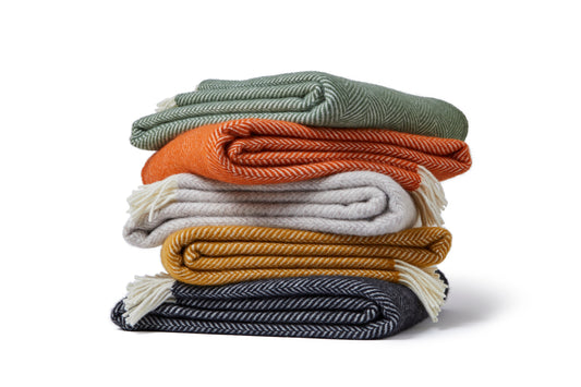 deken visgraat zwart 100% wol