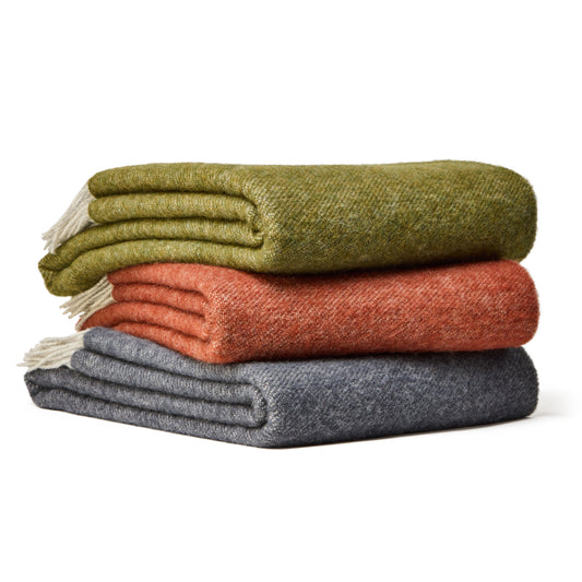 deken rood/grijs gestreept 100% wol