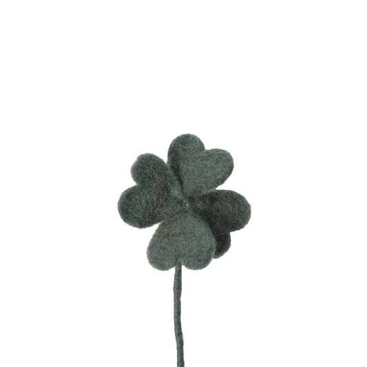 donkergroen klavertje vier 100% wol