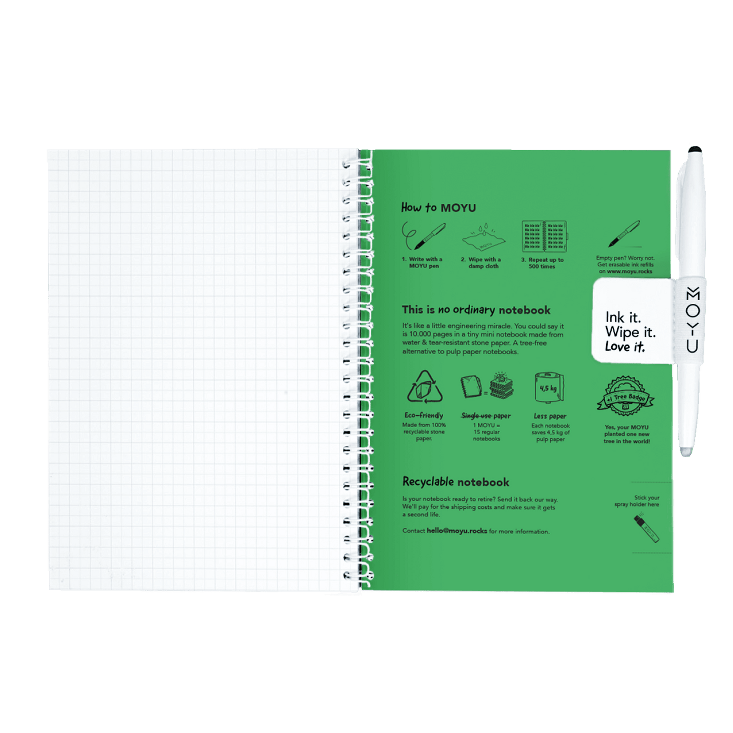 herschrijfbaar notitieboek A5 - Flashy Moss