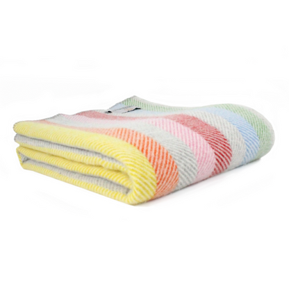 deken visgraat regenboog 100% wol