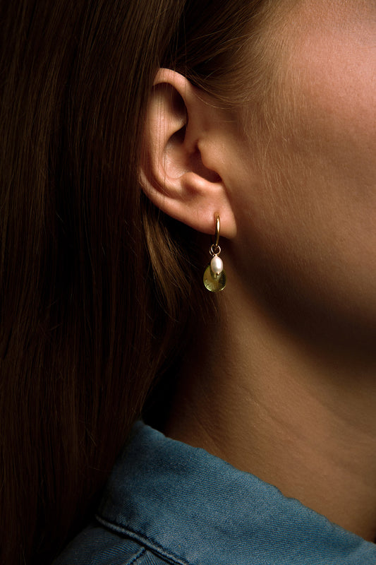 oorbellen troostparel (turquoise met parel)