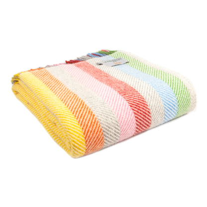 deken visgraat regenboog 100% wol