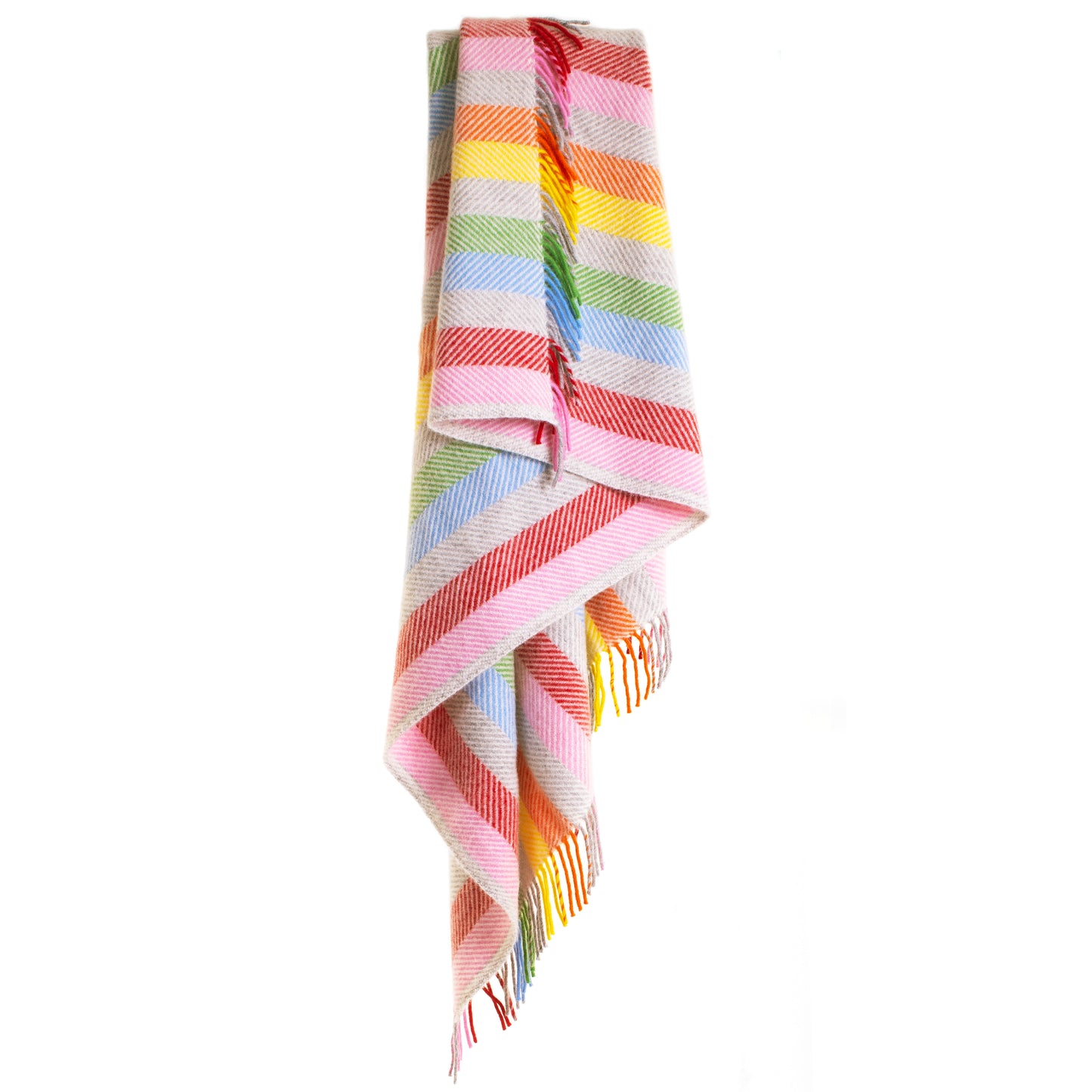 deken visgraat regenboog 100% wol