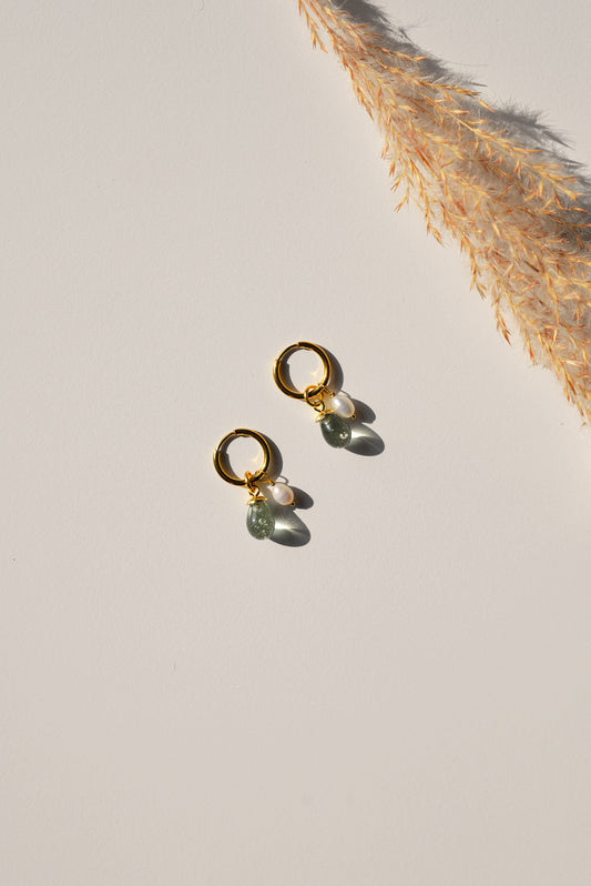 oorbellen troostparel (turquoise met parel)